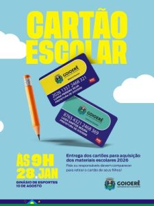Prefeitura de Goioerê entrega Cartão Escolar 2026 no dia 28