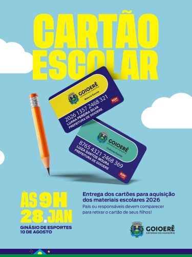 Prefeitura de Goioerê entrega Cartão Escolar 2026 no dia 28
