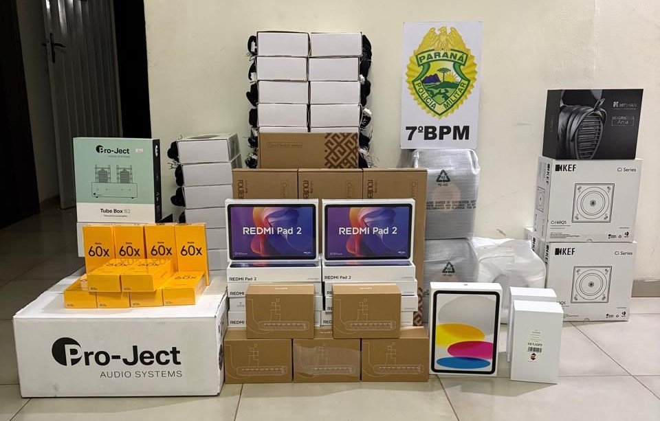 Eletrônicos avaliados em milhares são apreendidos em ônibus em Goioerê