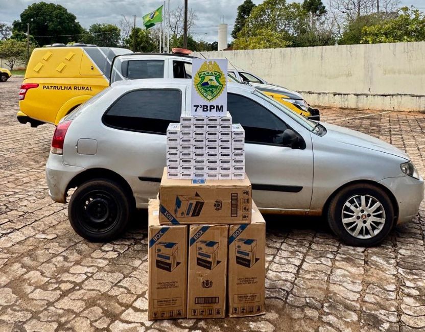 PM apreende 2.500 maços de cigarros contrabandeados em Quarto Centenário