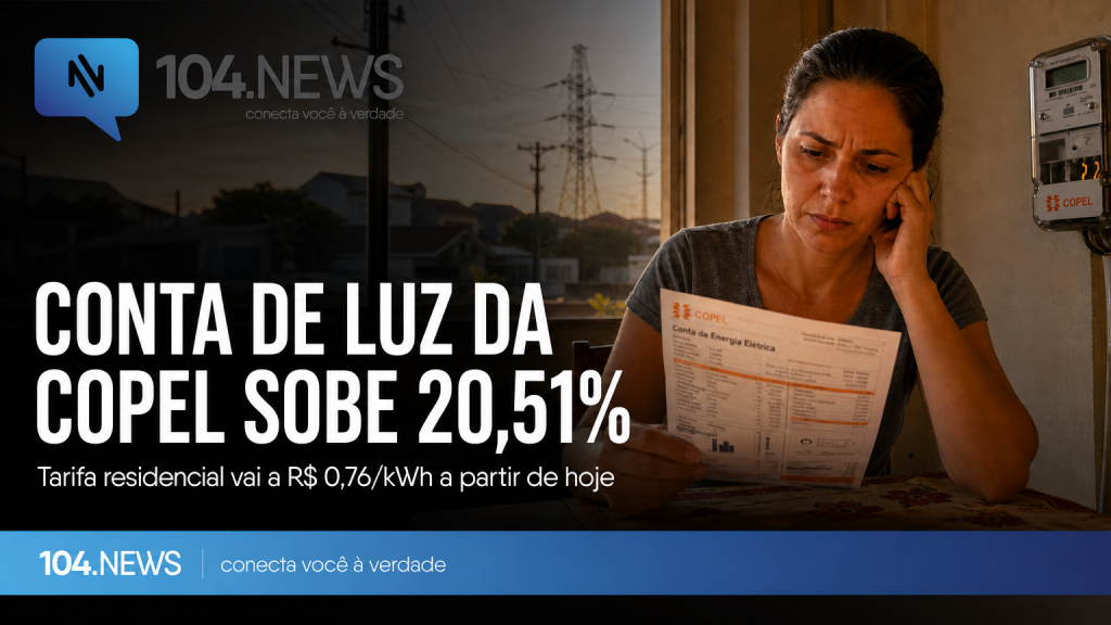 Conta de luz da Copel sobe 20,51% a partir desta quarta-feira no Paraná