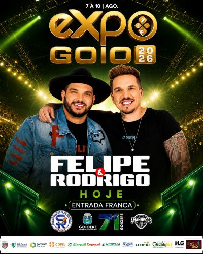 Domingo de emoção na ExpoGoio terá rodeio e Felipe & Rodrigo